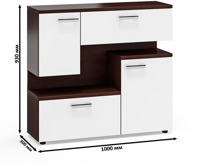 Тумба ТВ С-МД-С1-1000, цвет венге/белый шагрень, ШхГхВ 100х30х93 см., НЕ универсальная сборка