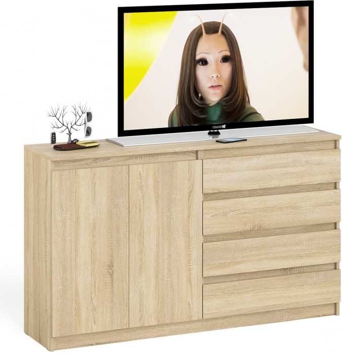 Мори Комод МК1600.1, цвет дуб сонома, ШхГхВ 160,4х41х94 см., НЕ универсальная сборка