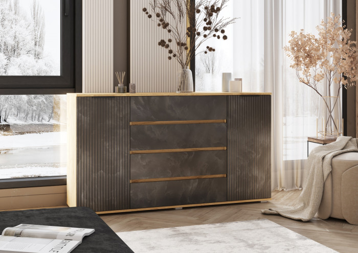 Модульная спальня Марвэл, Дуб крафт/Мальта грей