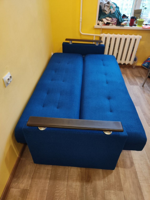 Раскладной диван-кровать, прямой, книжка, цвет синий, Милан Люкс 140