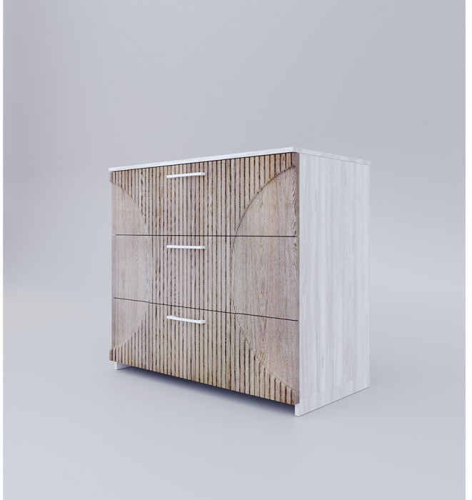 Комод с 3-мя ящиками "Монтале" - Бетон пайн светлый/Астана роузвуд