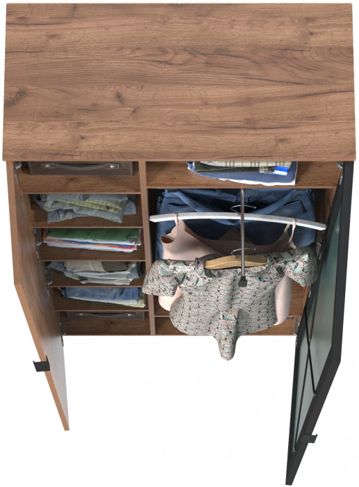 Гранд 13.226 Шкаф, цвет дуб крафт табачный, ШхГхВ 82х38,7х203,6 см., универсальная сборка