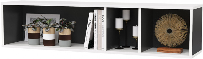 Сидней 15.57 Полка, цвет белый/чёрный, ШхГхВ 130х27,2х30,5 см., универсальная сборка