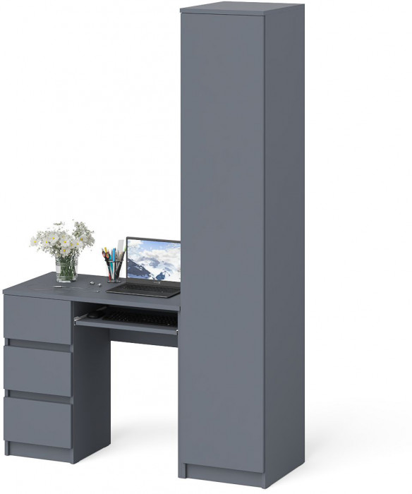 Мори компьютерный стол МС-6 левый + Пенал МШ400.1, графит