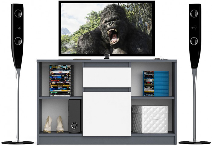 Мори Тумба ТВ МТВ1204.1, цвет графит/белый, ШхГхВ 120,4х41х73 см.