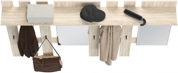 Лира ГК 2-3814+2-3814дубсон Вешалка с зеркалом, дуб сонома