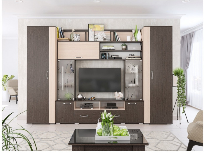 Гостиная Оскар-18, композиция 1, венге/дуб молочный