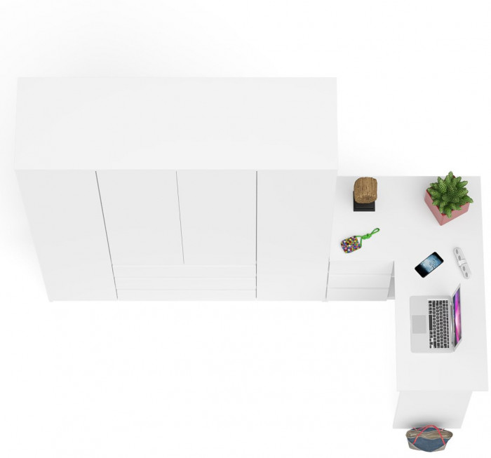 Мори Стол компьютерный МС-16 левый + Шкаф МШ1600.1, цвет белый, ШхГхВ 284,8х84,9х209,6 см., выдвижные ящики слева, НЕ универсальная сборка