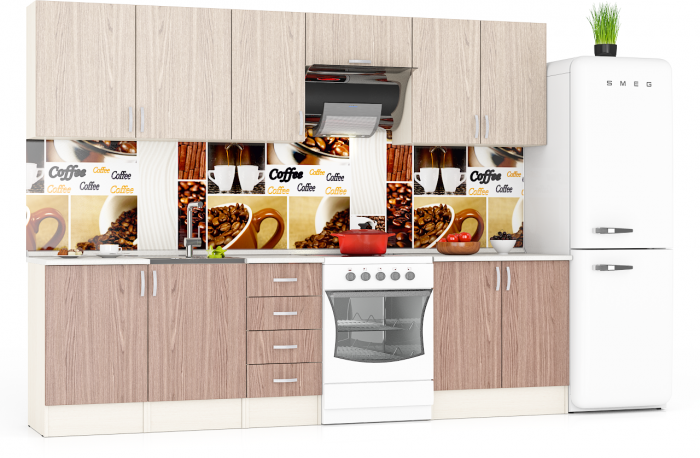 Кухня Мери 09 ШВ500+ШВ500+ШВ400+ШВв600+ШВ800+ШН500+ШНМ500+ШН4Я400+ШН800, дуб/ясень шимо светлый/тёмный