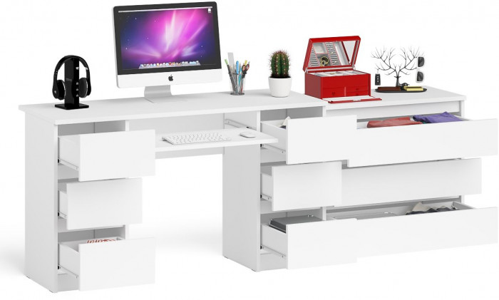 Мори компьютерный стол МС-2 + Комод МК800.1, белый