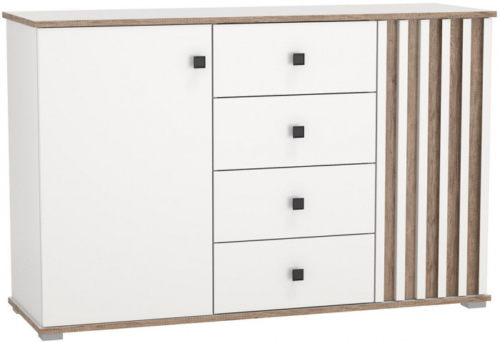 Комод 51.04 Либерти опора h=20мм Белый / Дуб Каньон