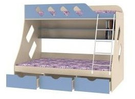 Дельта-20.01 Детская двухъярусная кровать с лестницей (Салатовый, Ясень шимо светлый)