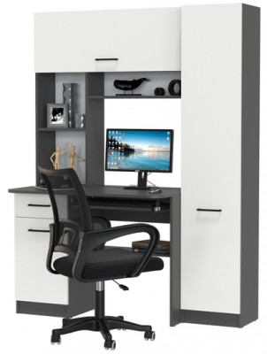 Стол 6-0603 Альфа + кресло 103 чёрное, цвет графит/белый, ШхГхВ 137х61х181 см., универсальная сборка