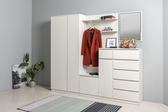 КР100 Ника прихожая 15.08 Вешалка, цвет ясень анкор светлый, ШхГхВ 53,8х26х154 см.