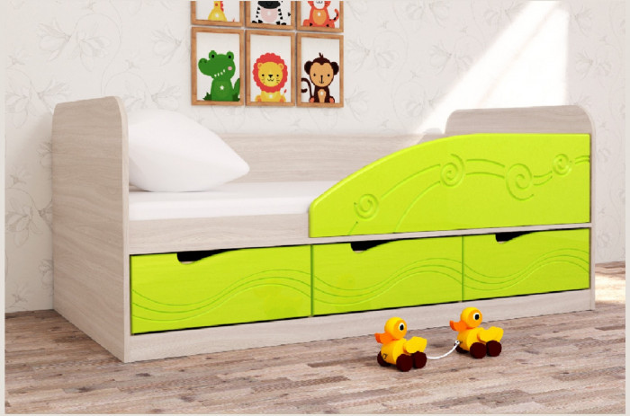 Кровать Бриз-4 80х160 Волна (Антарктида/Белый/Левый)