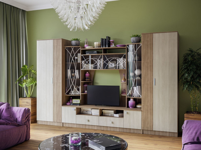 Гостиная Женева ЛДСП (Венге / дуб беленый)