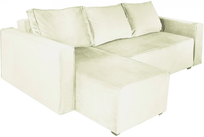 Угловой диван-кровать Лофт Люкс, еврокнижка, 143х206, велюр бежевый