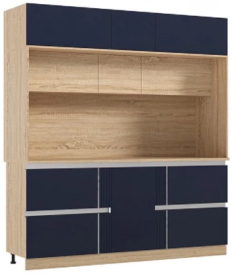 Кухня МДФ Карина Центральная секция 2050 (с местом под посудомойку) Пластер Индиго/Сонома