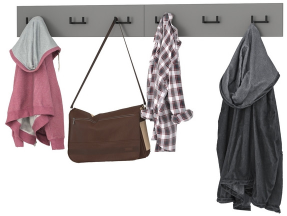 Октава 15.14.02 Вешалка + 15.14.02 Вешалка, цвет серый графит, ШхГхВ 129,4х4,7х15 см.