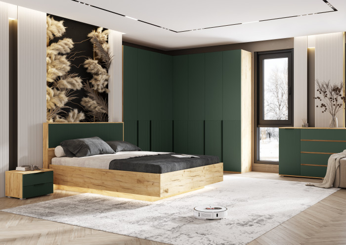 Модульная спальня Марвэл, Дуб крафт/Браш мени грин