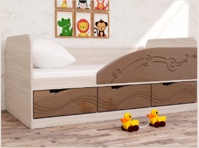 Кровать Бриз-4 80х160 Волна (Антарктида/Белый/Правый)