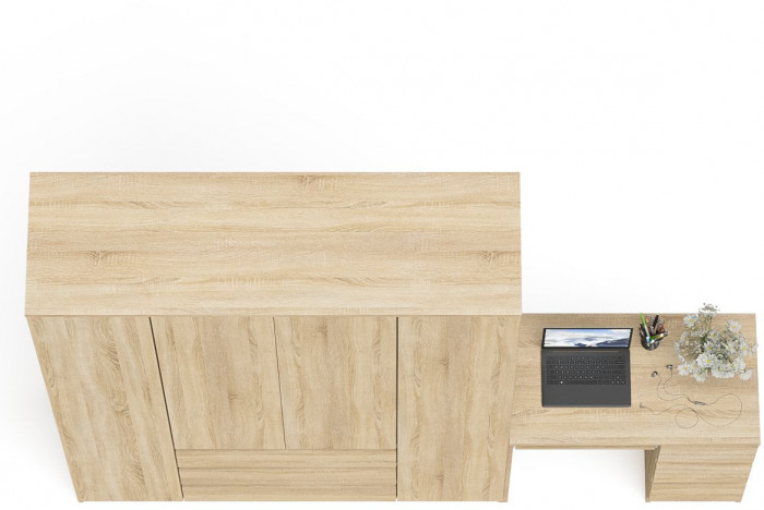 Мори Стол компьютерный МС-6 правый + Шкаф МШ1600.1, цвет дуб сонома, ШхГхВ 250,4х50,4х209,6 см., выдвижные ящики справа, НЕ универсальная сборка