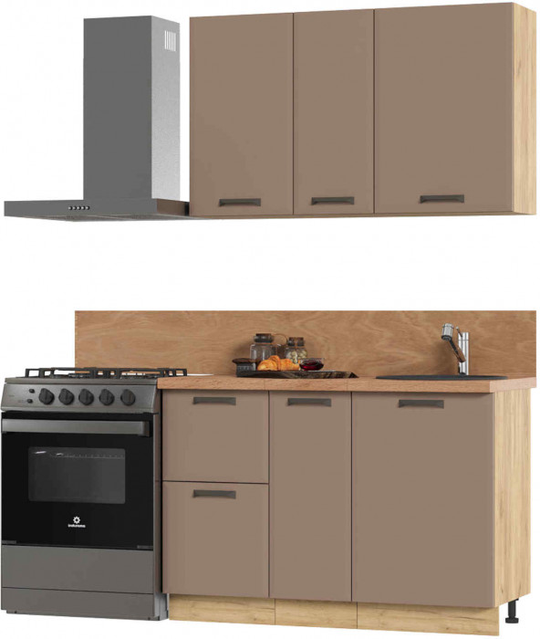 Кухня Призма 1,2 м дуб крафт золото/мокко суперматовый (столешница -дуб вотан)