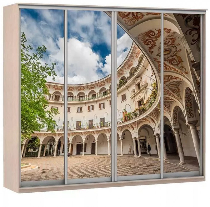 Шкаф купе Модерн 2362х450 4-х дверный 4-х секционный фотопечать №2 ясень