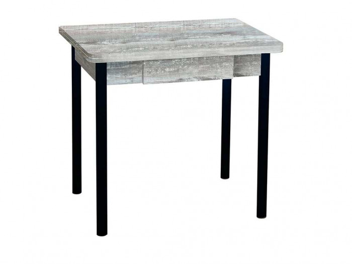 Эко 80х60 стол обеденный раскладной с ящиком / бетон темный/черный