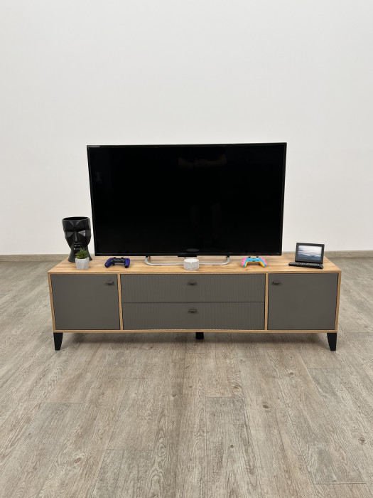 Тумба ТВ Парус-10 дуб крафт золотой/карбон вулкан