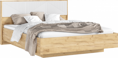 Сильвия Кровать парящая 1,6м (ортопед дерево) Браш Вайт/Дуб Крафт, Дуб Крафт
