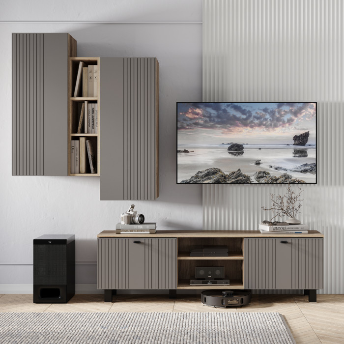 Шкаф навесной "Олива" ШКН-01 Дуб каньон/МФ12 Муссон