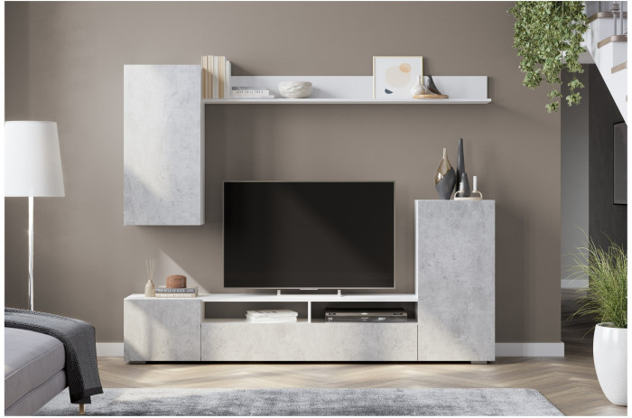 Мебель для гостиной "МГС 4" Белый / Цемент светлый