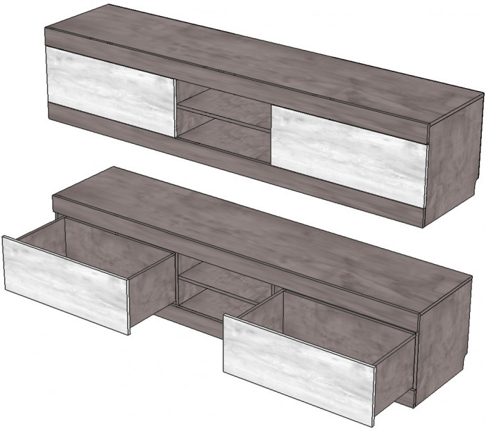 Тумба под ТВ для гостиной "Лондон" - Оникс/Бетон пайн светлый