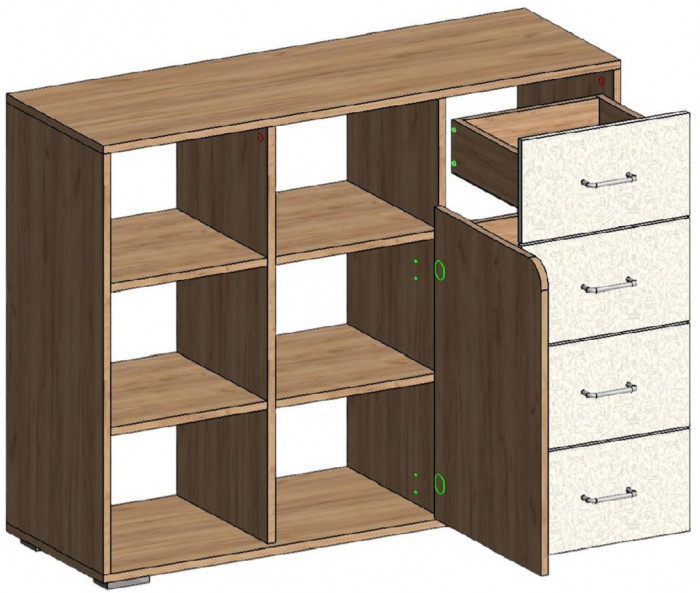 Дастин Комод Дуб Крафт золотой / Белая Аляска