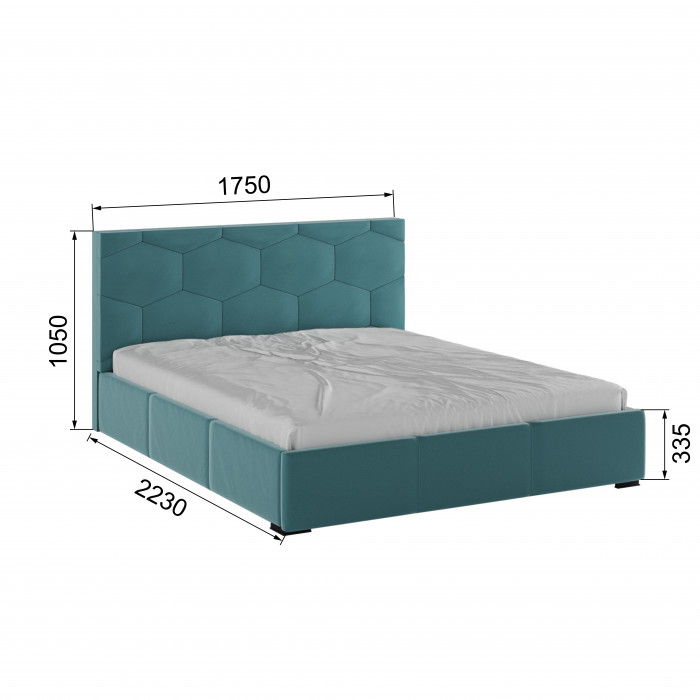 Манука Кровать интерьерная 160 бирюза, ортопед