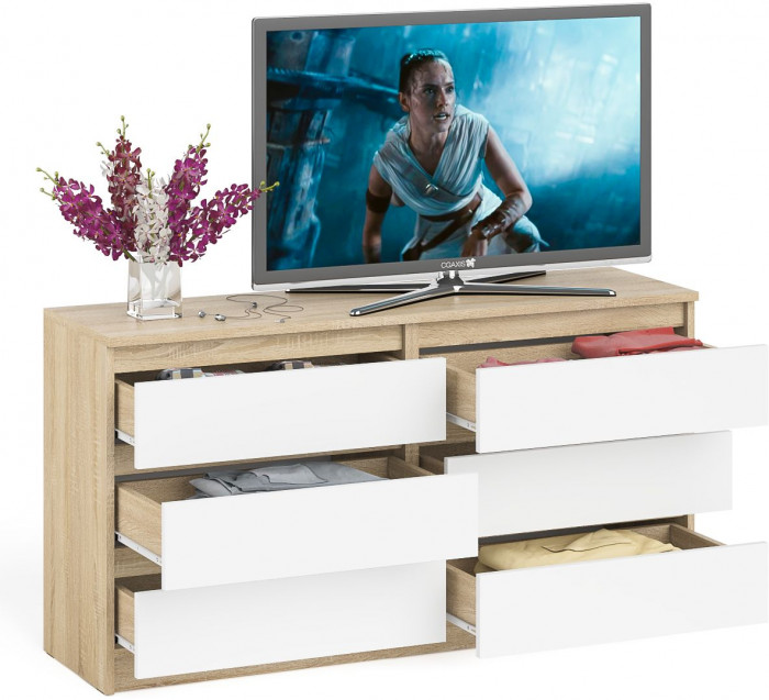 Мори Комод МК1380.6, дуб сонома/белый