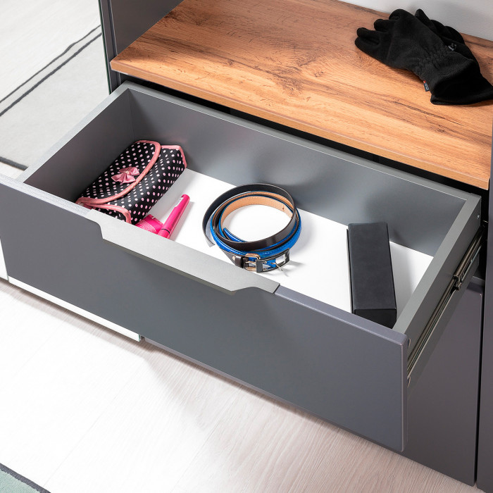 Октава Прихожая 31, цвет серый графит/дуб крафт золотой/фасады МДФ серый графит, ШхГхВ 193,7х35,4х197,6 см., универсальная сборка