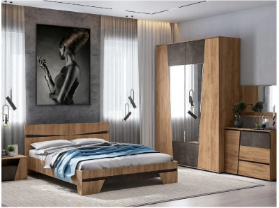 Модульная спальня Соренто (Дуб Крафт / Бетон)