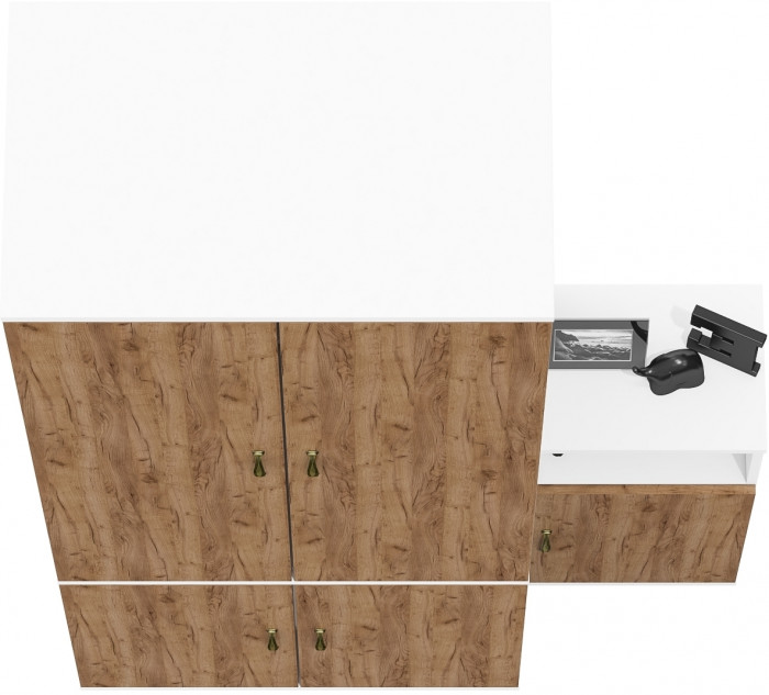 Лидер-8 Шкаф МД 19Б + Тумба МД 3.19, цвет белый шагрень/крафт золото, ШхГхВ 120х50х190 см., универсальная сборка