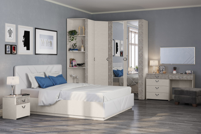 Амели Комод 13.106, цвет шёлковый камень/бетон чикаго беж, ШхГхВ 65х41,3х75 см.