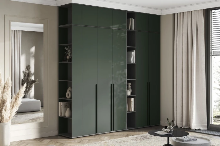 Норд Композиция Шкафов с антресолями + Терминал, Графит/Изумрудный