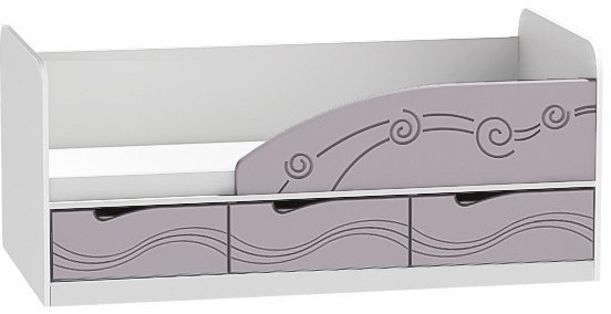 Кровать Бриз-4 80х160 Волна (Ясень шимо светлый/Шоколад/Волна)