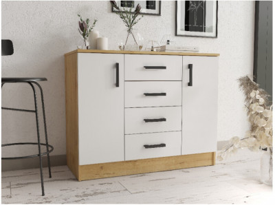 Комод К1000-2Д, Вотан/Белый гладкий