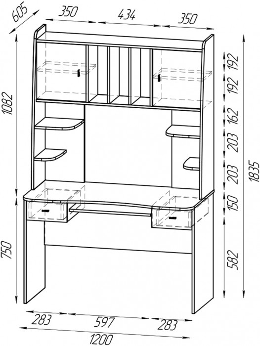 Стол 6-0604 Бета + кресло 103 чёрное, цвет дуб сонома, ШхГхВ 120х60,5х183,5 см.