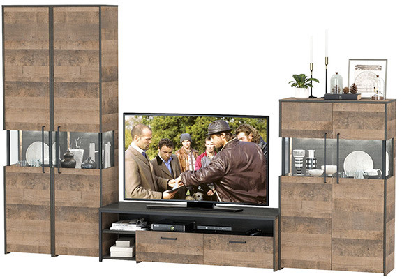 Трувор Гостиная 040, цвет дуб гранж песочный/интра, ШхГхВ 325,2х45,4х210 см., универсальная сборка