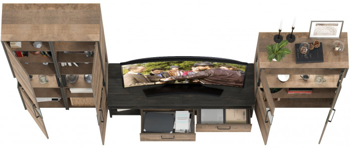 Трувор Гостиная 040, цвет дуб гранж песочный/интра, ШхГхВ 325,2х45,4х210 см., универсальная сборка