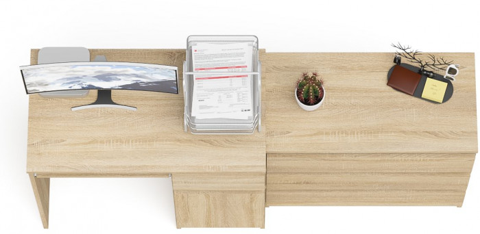 Мори компьютерный стол МС-1 правый + Комод МК800.1, дуб сонома