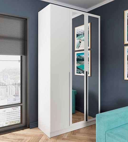 Шкаф Мадрид (1,2) с зеркалом белый