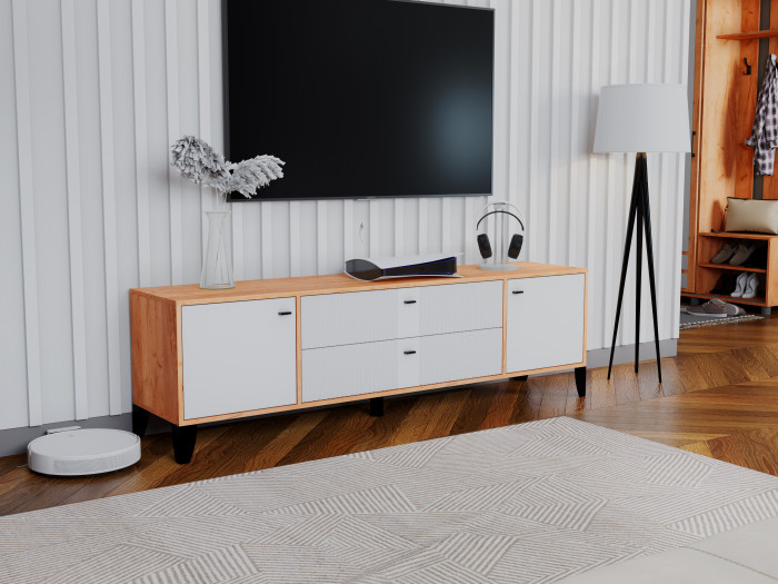 Тумба ТВ Парус-10 дуб крафт золотой/карбон фарфор